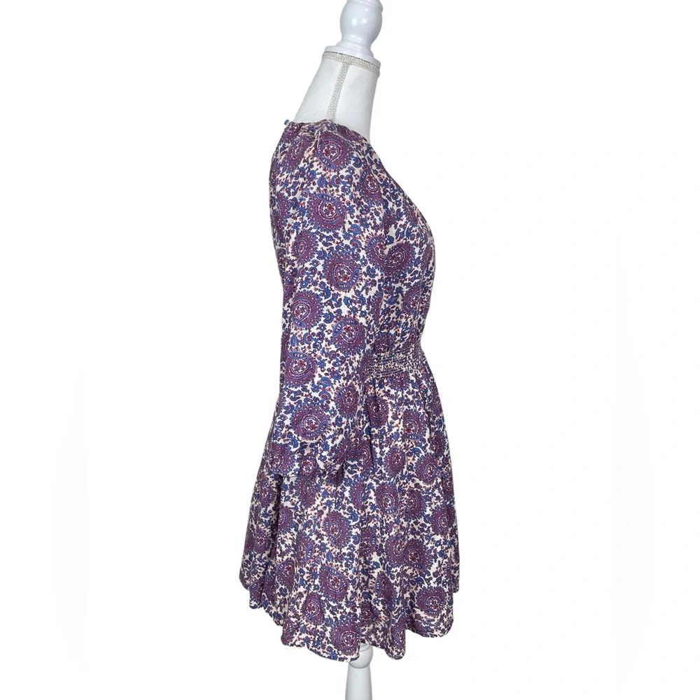 Palermo Smocked Waist Mini Dress in Floral Bouquet Linen Size Small - Picture 6 of 10